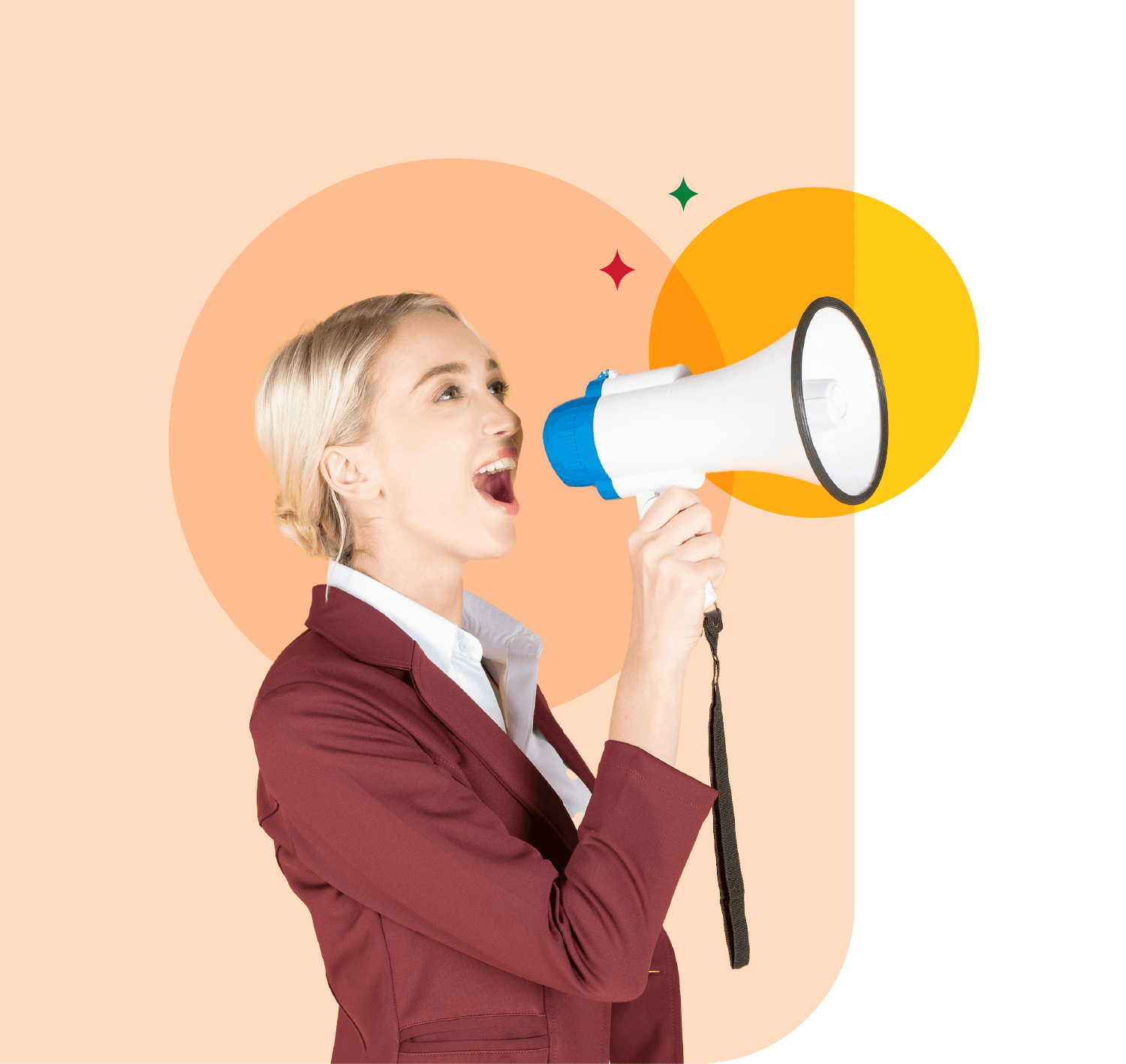 A girl announcing with a speaker